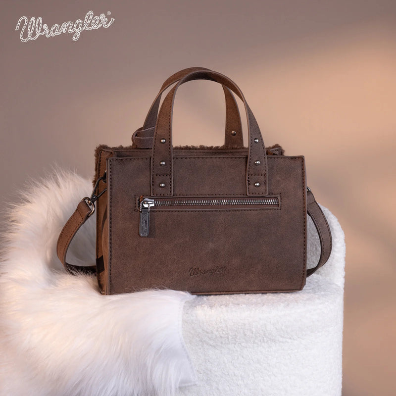 Load image into Gallery viewer, WG160-6011CF - Wrangler Sherpa Tote Crossbody - Coffee
