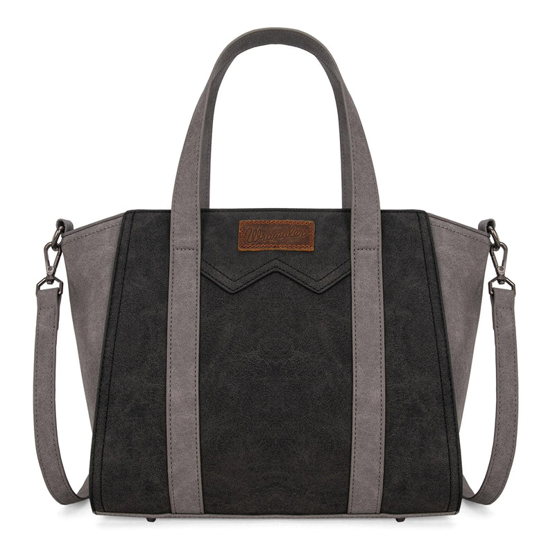 Load image into Gallery viewer, WG162-8012BK - Wrangler &quot;W&quot; Stitch Two Tone Tote/Crossbody - Black
