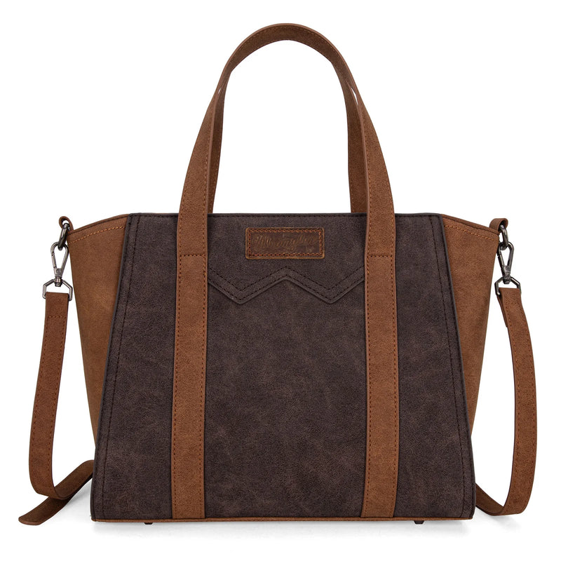 Load image into Gallery viewer, WG162-8012CF - Wrangler &quot;W&quot; Stitch Two Tone Tote/Crossbody - Coffee
