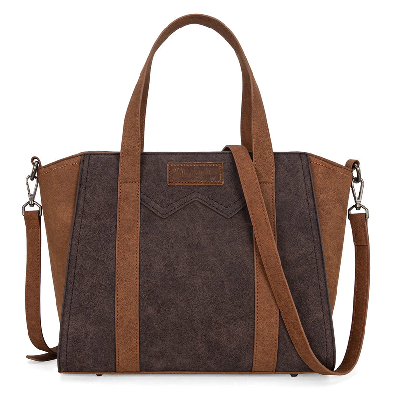 Load image into Gallery viewer, WG162-8012CF - Wrangler &quot;W&quot; Stitch Two Tone Tote/Crossbody - Coffee
