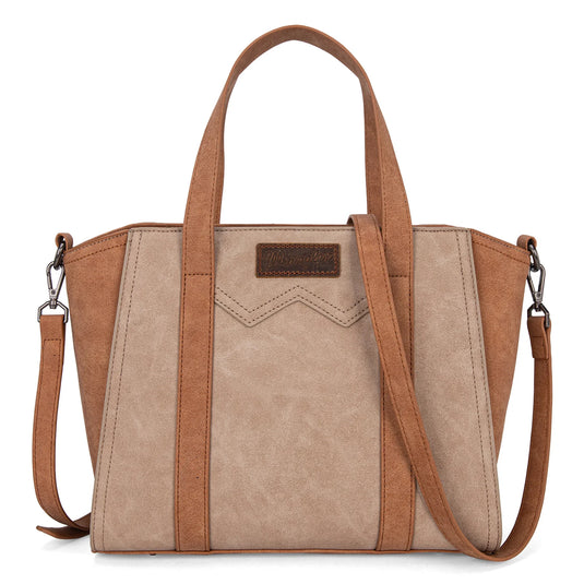 WG162-8012TN - Wrangler "W" Stitch Two Tone Tote/Crossbody - Tan