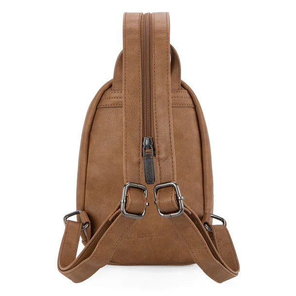 Load image into Gallery viewer, WG164-210JN - Wrangler Denim Patchwork Mini Backpack w/Detachable Coin Pouch - Jean
