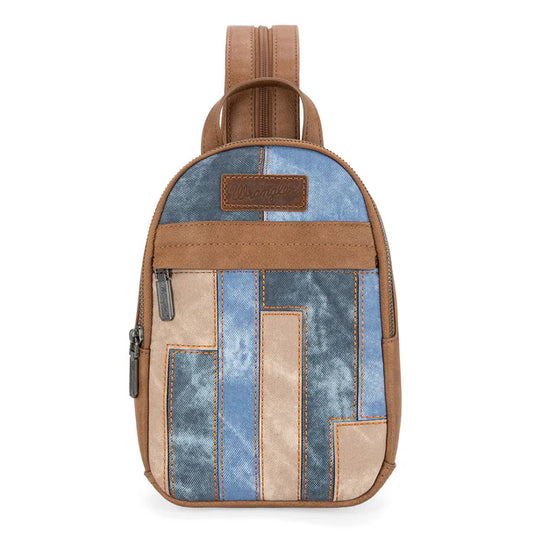 WG164-210JN - Wrangler Denim Patchwork Mini Backpack w/Detachable Coin Pouch - Jean