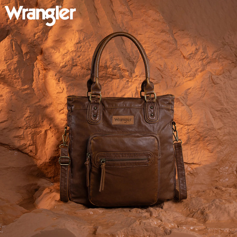 Load image into Gallery viewer, WG165-1110BR - Wrangler Slouchy Tote/Crossbody - Brown
