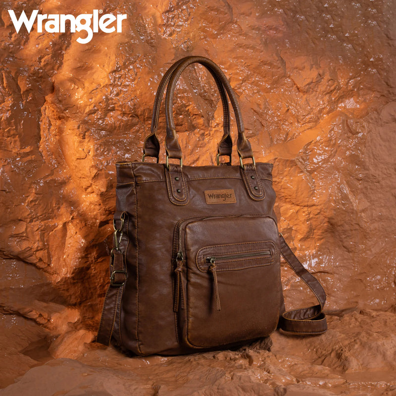 Load image into Gallery viewer, WG165-1110BR - Wrangler Slouchy Tote/Crossbody - Brown
