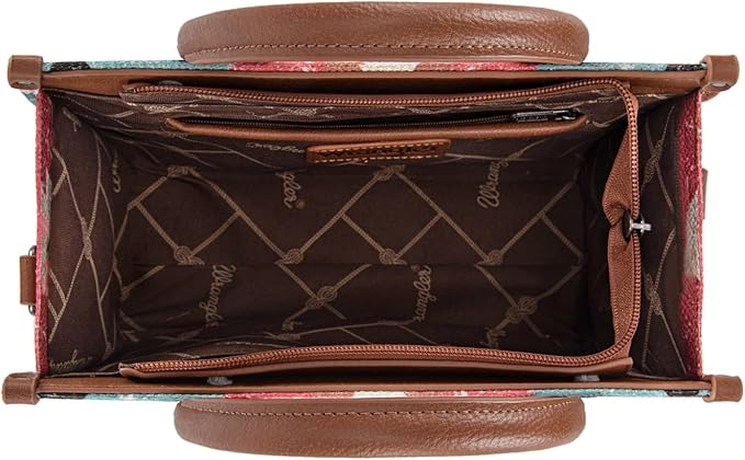 Load image into Gallery viewer, WG166G-81203CF - Wrangler Southwestern Pattern Dual Sided Print-Tote/Crossbody -Coffee
