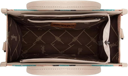 WG166G-81203TN - Wrangler Southwestern Pattern Dual Sided Print-Tote/Crossbody -Tan