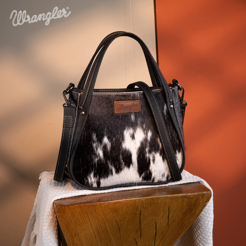 Load image into Gallery viewer, WG169-2022BK - Wrangler Genuine Hair-On Cowhide Tote/Crossbody -Black
