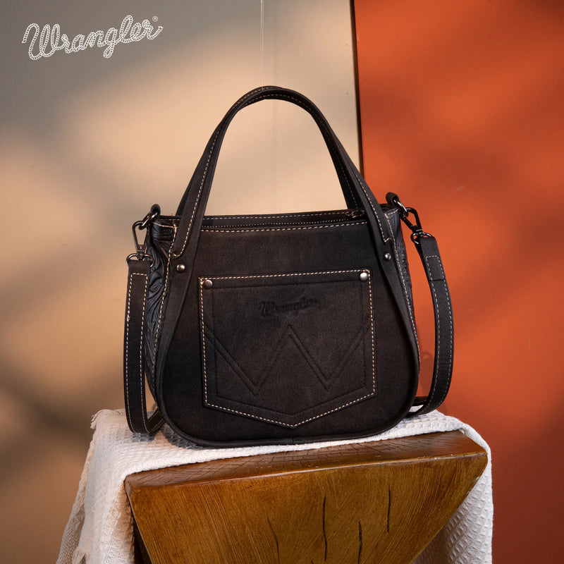 Load image into Gallery viewer, WG169-2022BK - Wrangler Genuine Hair-On Cowhide Tote/Crossbody -Black
