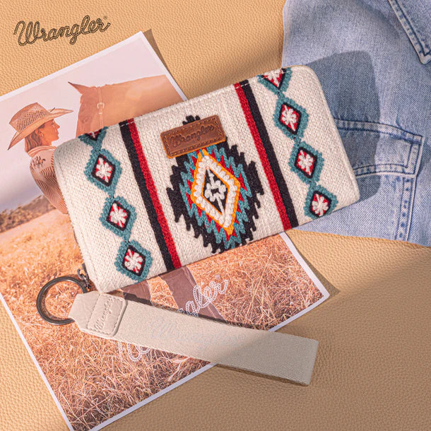 Load image into Gallery viewer, WG174-W0062BG - Wrangler Southwestern Knitted Wallet/Wristlet - Beige
