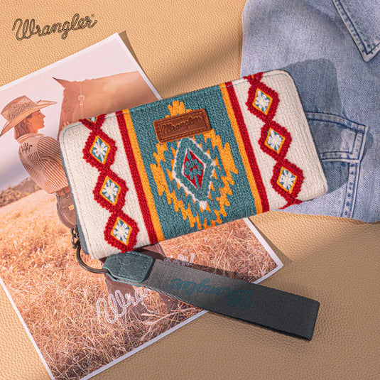 WG174-W0062NY - Wrangler Southwestern Knitted Wallet/Wristlet - Navy