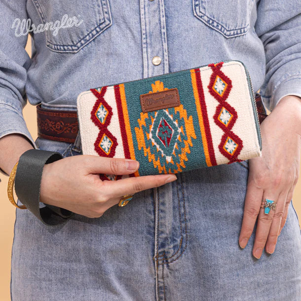 Load image into Gallery viewer, WG174-W0062NY - Wrangler Southwestern Knitted Wallet/Wristlet - Navy
