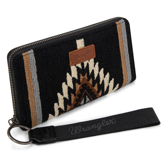 WG174-W006BK - Wrangler Southwestern Knitted Wallet/Wristlet - Black