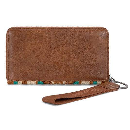 WG174-W006BR - Wrangler Southwestern Knitted Wallet/Wristlet - Brown
