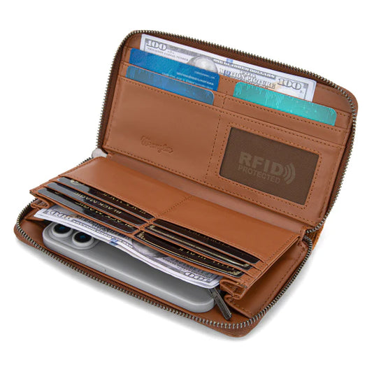 WG174-W006BR - Wrangler Southwestern Knitted Wallet/Wristlet - Brown