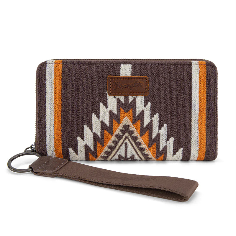 Load image into Gallery viewer, WG174-W006CF - Wrangler Southwestern Knitted Wallet/Wristlet - Coffee
