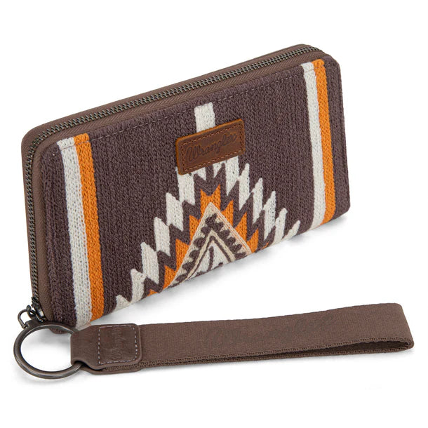 Load image into Gallery viewer, WG174-W006CF - Wrangler Southwestern Knitted Wallet/Wristlet - Coffee
