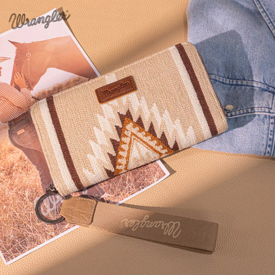 WG174-W006KH - Wrangler Southwestern Knitted Wallet/Wristlet - Khaki