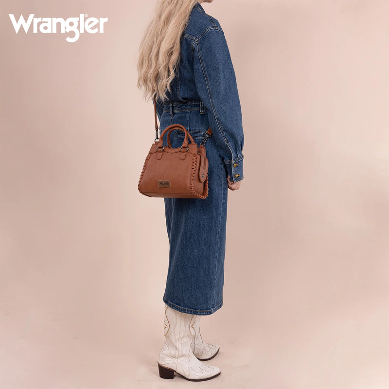 Load image into Gallery viewer, WG183-8300BR - Wrangler Carry-All Whipstitch Tote/Crossbody - Brown
