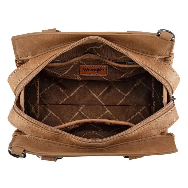 Load image into Gallery viewer, WG183-8300LBR - Wrangler Carry-All Whipstitch Tote/Crossbody - Light Brown
