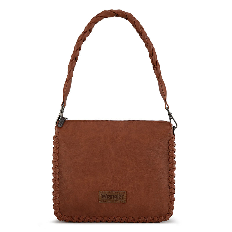 Load image into Gallery viewer, WG183-8312BR - Wrangler Whipstitch Braided Strap Hobo/Crossbody Bag - Brown
