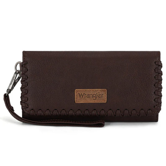 WG183-W048CF -  Wrangler Whipstitch Wristlet Wallet - Coffee