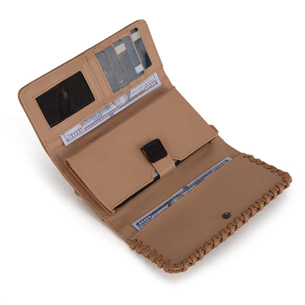 Load image into Gallery viewer, WG183-W048LBR -  Wrangler Whipstitch Wristlet Wallet - Light Brown
