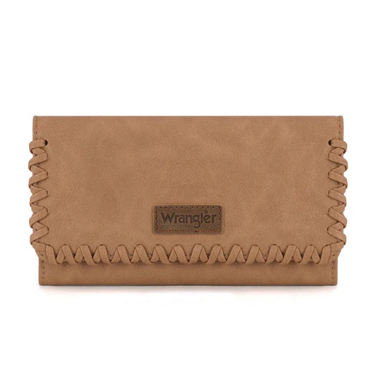 WG183-W048LBR -  Wrangler Whipstitch Wristlet Wallet - Light Brown