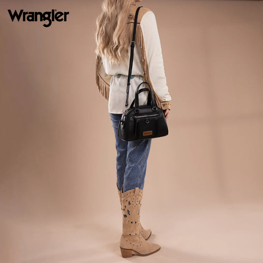 WG185-5112BK - Wrangler Whipstitch Collection Satchel/Crossbody Bag