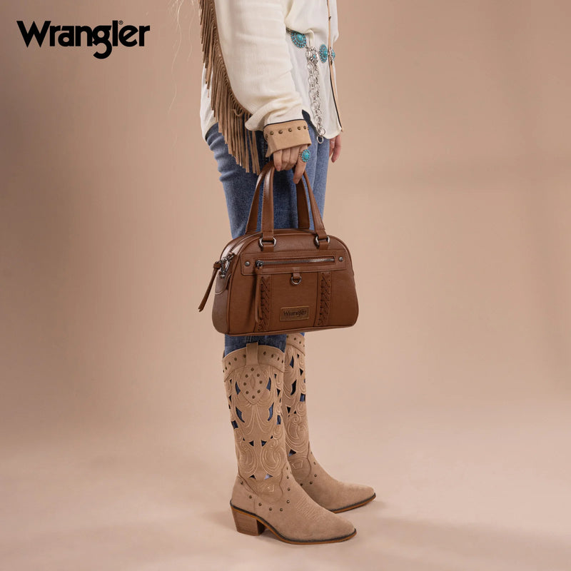 Load image into Gallery viewer, WG185-5112BR - Wrangler Whipstitch Collection Satchel/Crossbody Bag
