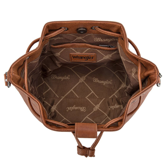 WG186-2029BR - Wrangler Classic Drawstring Bag/Crossbody - Brown