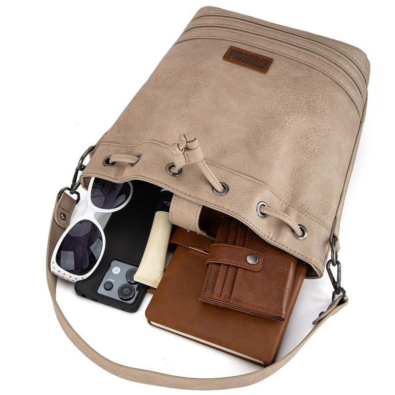 Load image into Gallery viewer, WG186-2029TN - Wrangler Classic Drawstring Bag/Crossbody - Tan
