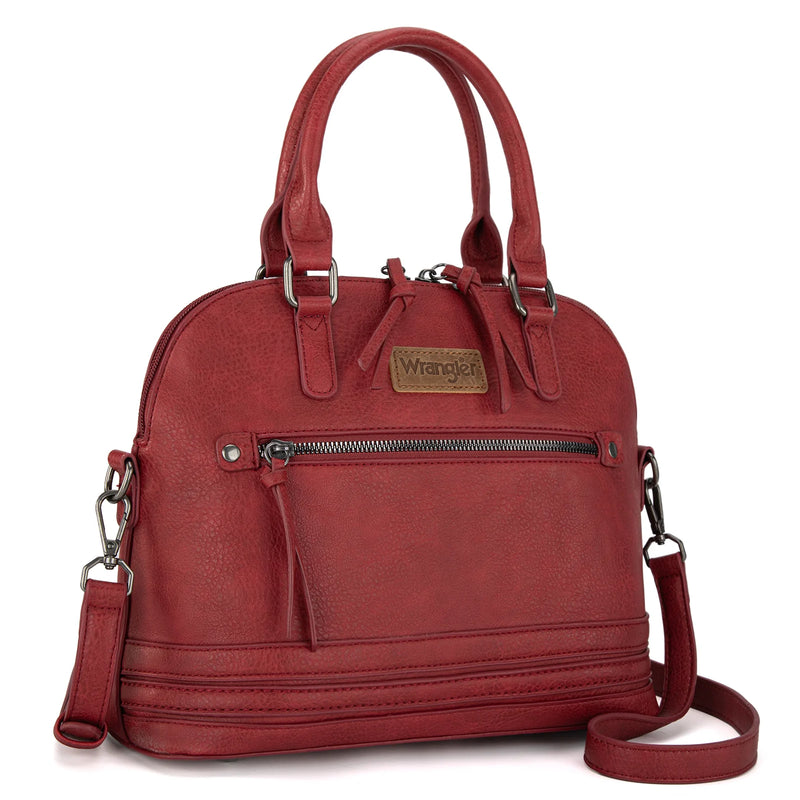 Load image into Gallery viewer, WG186-9112BDY - Wrangler Top Handle Classic Barrel Satchel Bag/Crossbody - Burgundy
