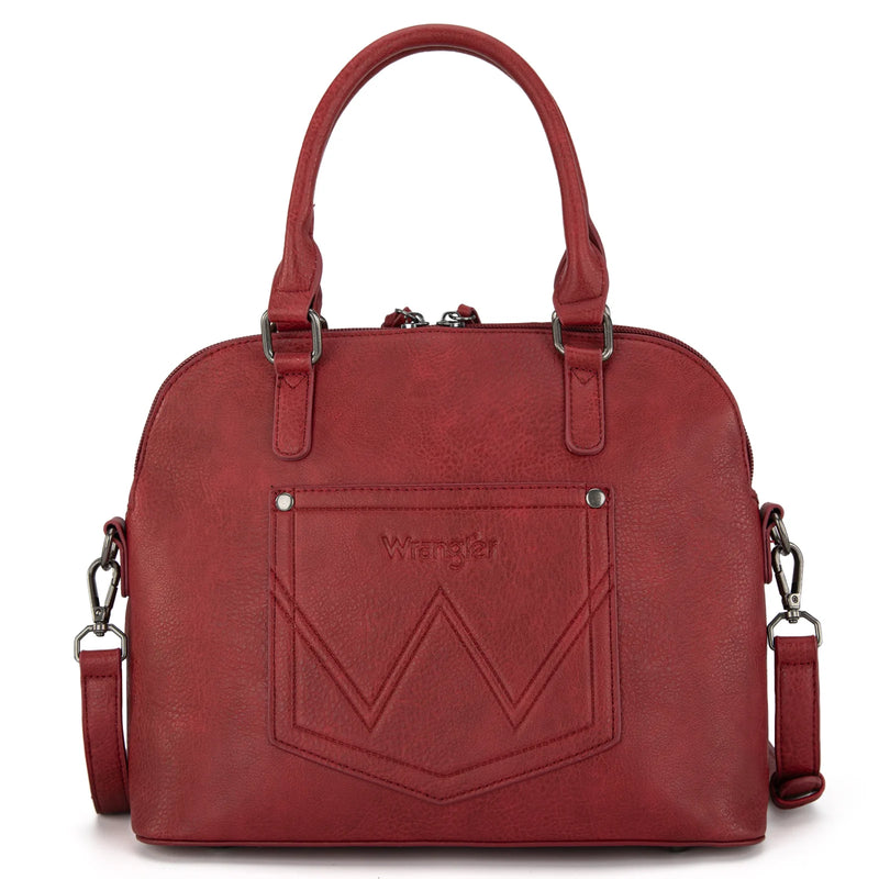 Load image into Gallery viewer, WG186-9112BDY - Wrangler Top Handle Classic Barrel Satchel Bag/Crossbody - Burgundy
