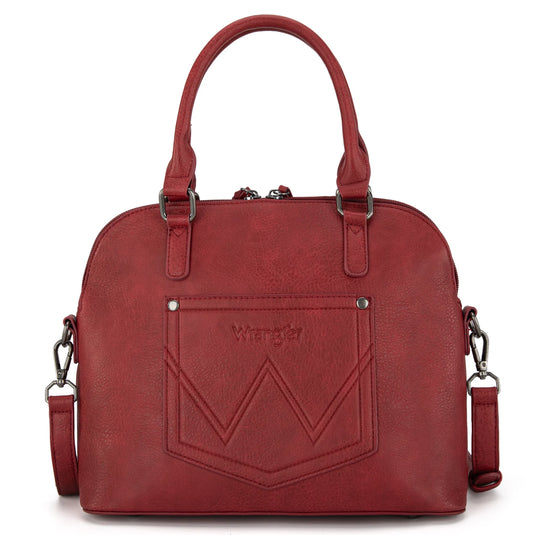 WG186-9112BDY - Wrangler Top Handle Classic Barrel Satchel Bag/Crossbody - Burgundy