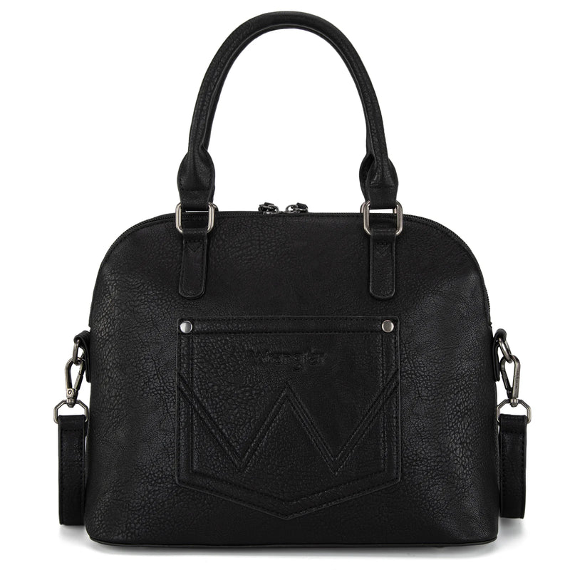 Load image into Gallery viewer, WG186-9112BK - Wrangler Top Handle Classic Barrel Satchel Bag/Crossbody - Black
