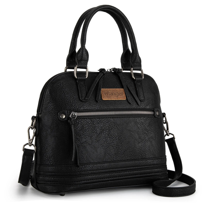 Load image into Gallery viewer, WG186-9112BK - Wrangler Top Handle Classic Barrel Satchel Bag/Crossbody - Black
