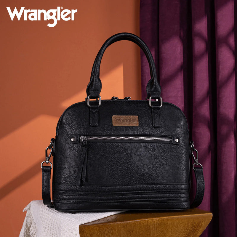 Load image into Gallery viewer, WG186-9112BK - Wrangler Top Handle Classic Barrel Satchel Bag/Crossbody - Black
