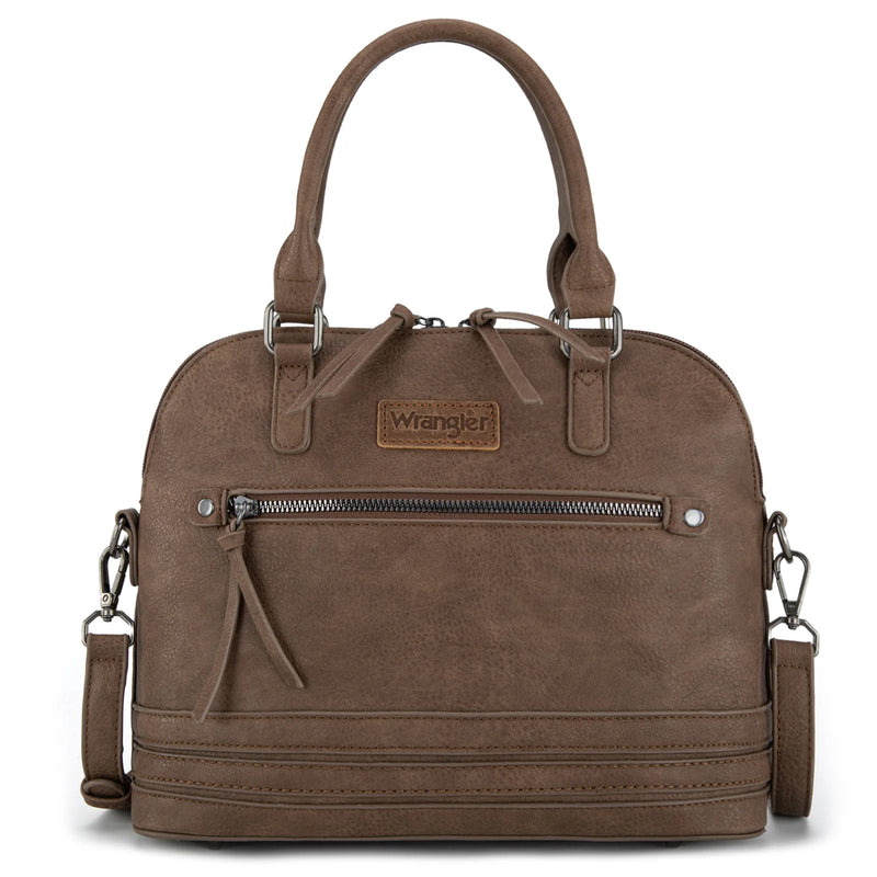 Load image into Gallery viewer, WG186-9112CF - Wrangler Top Handle Classic Barrel Satchel Bag/Crossbody - Coffee
