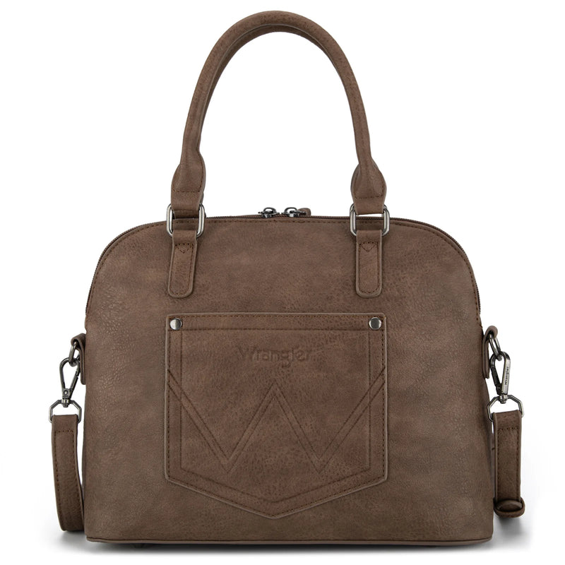 Load image into Gallery viewer, WG186-9112CF - Wrangler Top Handle Classic Barrel Satchel Bag/Crossbody - Coffee
