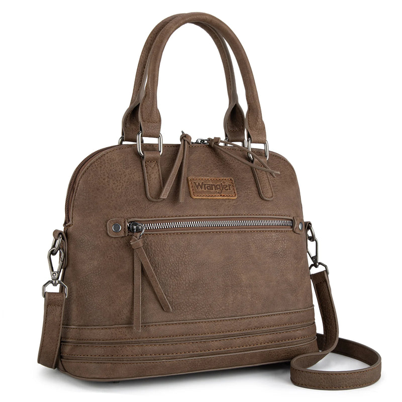 Load image into Gallery viewer, WG186-9112CF - Wrangler Top Handle Classic Barrel Satchel Bag/Crossbody - Coffee
