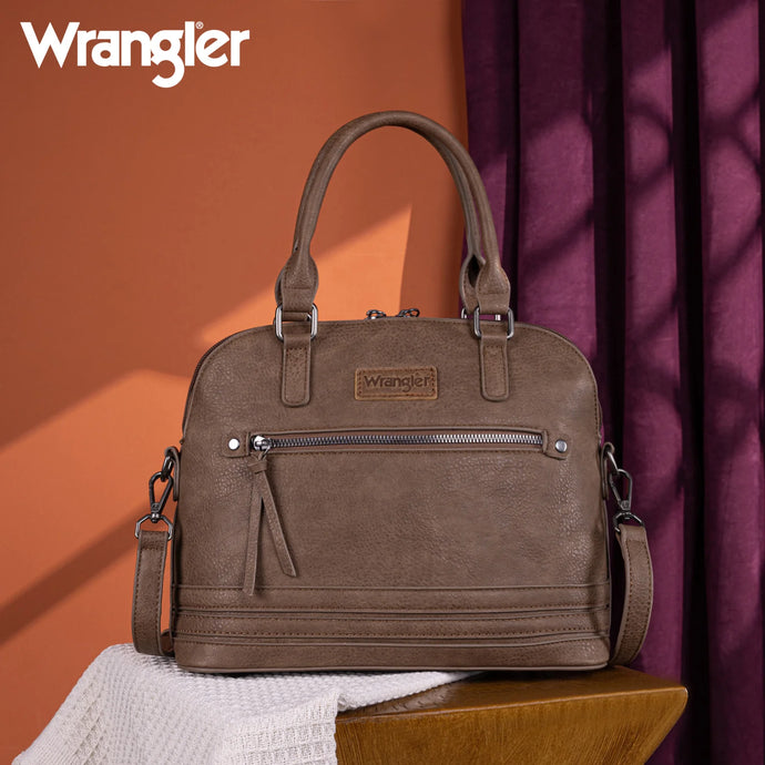 WG186-9112CF - Wrangler Top Handle Classic Barrel Satchel Bag/Crossbody - Coffee