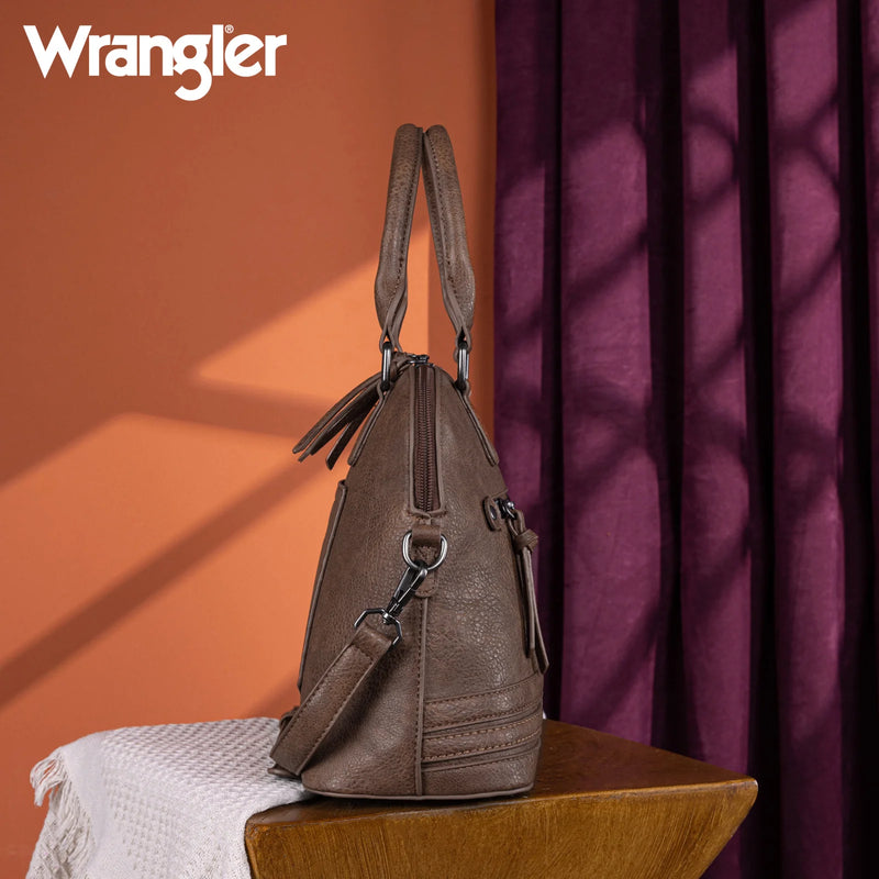 Load image into Gallery viewer, WG186-9112CF - Wrangler Top Handle Classic Barrel Satchel Bag/Crossbody - Coffee
