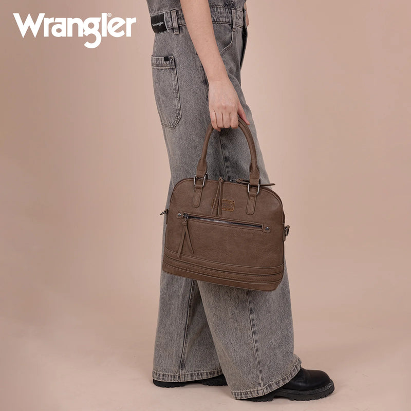 Load image into Gallery viewer, WG186-9112CF - Wrangler Top Handle Classic Barrel Satchel Bag/Crossbody - Coffee
