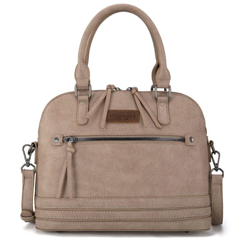 Load image into Gallery viewer, WG186-9112TN - Wrangler Top Handle Classic Barrel Satchel Bag/Crossbody - Tan
