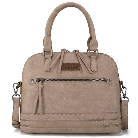 WG186-9112TN - Wrangler Top Handle Classic Barrel Satchel Bag/Crossbody - Tan