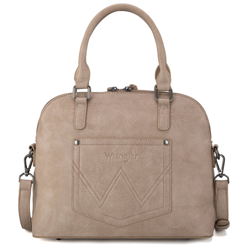 Load image into Gallery viewer, WG186-9112TN - Wrangler Top Handle Classic Barrel Satchel Bag/Crossbody - Tan
