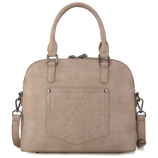 WG186-9112TN - Wrangler Top Handle Classic Barrel Satchel Bag/Crossbody - Tan