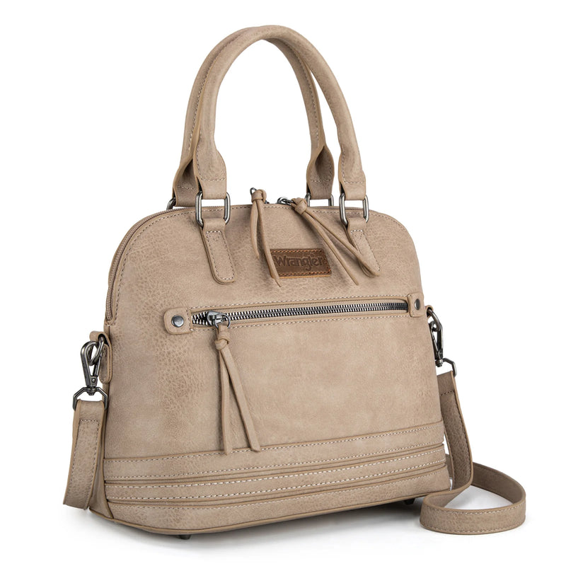 Load image into Gallery viewer, WG186-9112TN - Wrangler Top Handle Classic Barrel Satchel Bag/Crossbody - Tan
