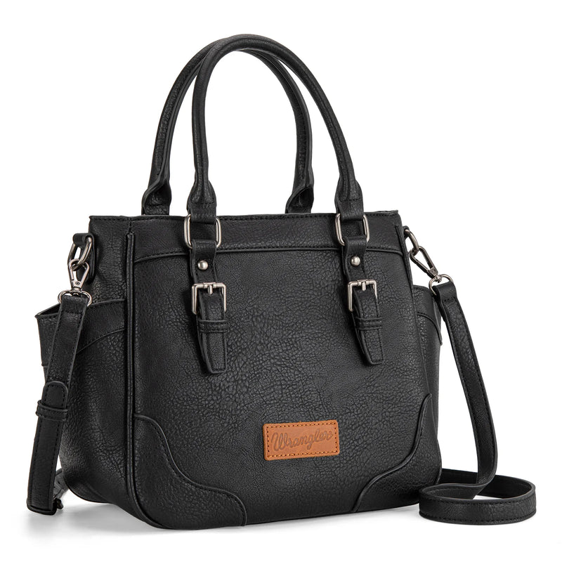 Load image into Gallery viewer, WG187-8318BK - Wrangler Carry-All Buckle Tote/Crossbody - Black
